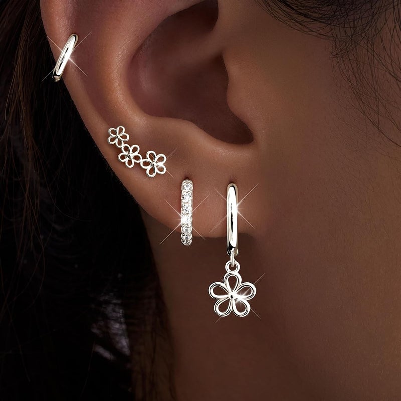 Poxtex Small Gold Huggie Hoop Earrings Set for Women Men Hypoallergenic 14K Plated Stack Cartilage Earrings, Multiple Piercing Lightweight Mini Thin Cute Dainty Trendy Jewelry Set Christmas Gifts for Women - Image 3